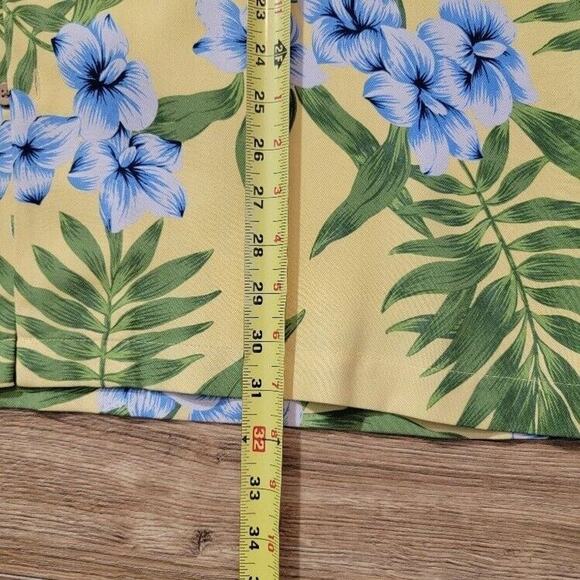 Folio Silk Hawaiian Shirt Men's Sz XL‎ Vacay Cruise Yellow Green Short Sleeve - Picture 6 of 8